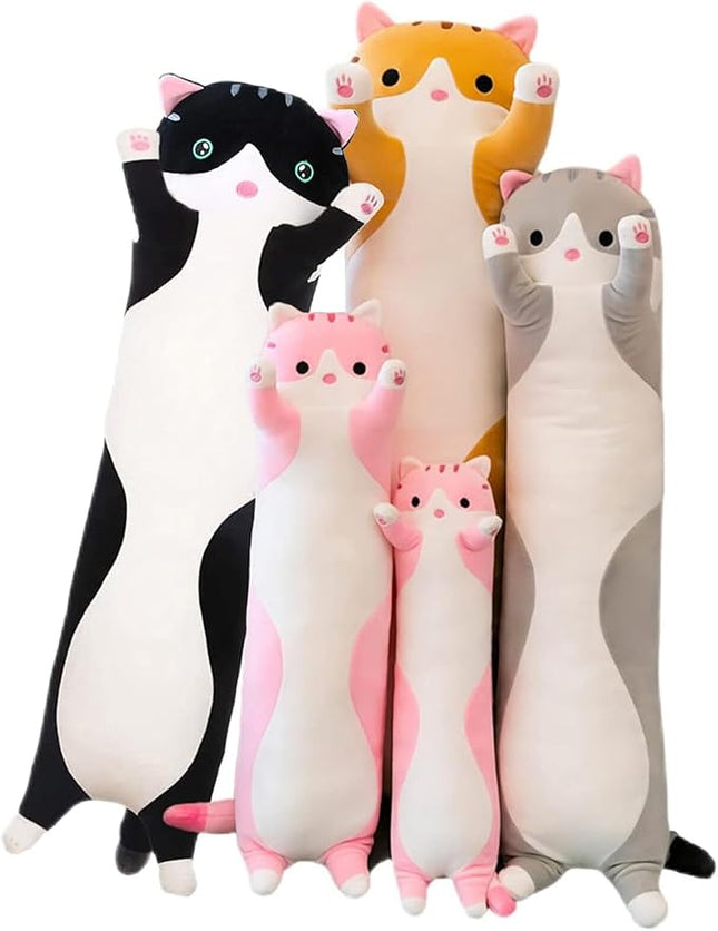 Long Cat Plush Pillow Soft Cat Hugging Pillow Stuffed Animal Pillow Cute Kitty Throw Pillow Gift for Boys Girls(110cm/43.30inch,Pink