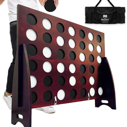SWOOC Games - XL Giant 4 in A Row (4ft x 3ft) All Weather with Carrying Case & 60% Quieter Design - Giant Connect - 4 Outdoor Game - Giant Outdoor Games for Family - Jumbo Games - Giant Lawn Games