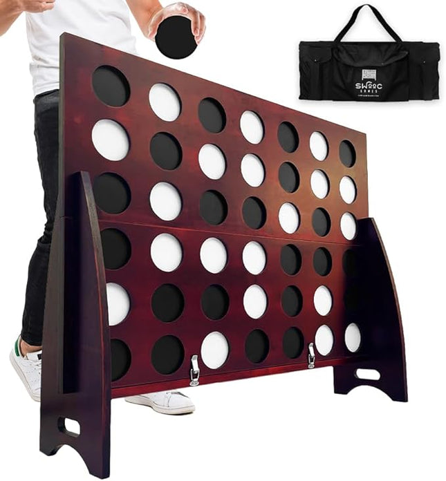 SWOOC Games - XL Giant 4 in A Row (4ft x 3ft) All Weather with Carrying Case & 60% Quieter Design - Giant Connect - 4 Outdoor Game - Giant Outdoor Games for Family - Jumbo Games - Giant Lawn Games