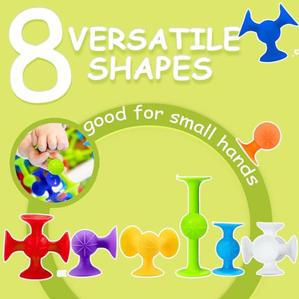 Suction Bath Toys for Baby, 47 Piece Starter Set Suction Cup Toys Pop Darts Preschool Sensory Fidget Toys for Toddlers 1-3 4-8 | No Hole Bath Toy | BPA Free Bath Toys (Large Size)