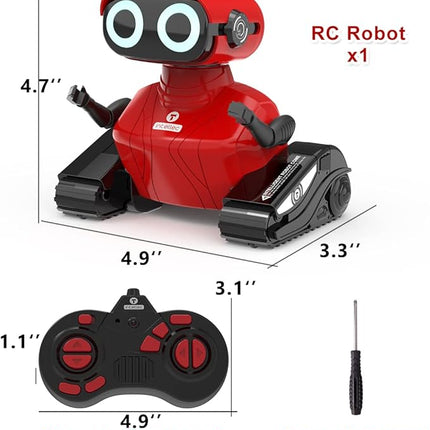GILOBABY Remote Control Robot Toy for Kids 3-5 Years, Flashing LED Eyes, Dancing and Flexible Moves, Auto Demo Mode, Gift for Girls (Red)
