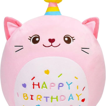 Cat Plush Toy 14 Inch Cute Unicorn Birthday Stuffed Animal Soft Cat Plushies Pillow Pink Doll Gifts for Kid Toddlers Home Room Decoration