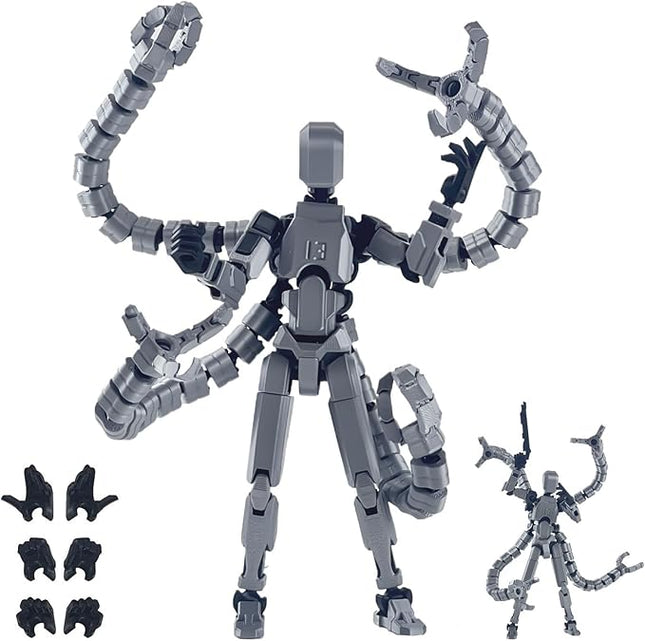 Assembly Completed T13 Action Figure,T13 Action Figure Multi-Jointed Movable,Ultimate Desktop Decor for Lovers t-13 Movability 3D Printed Toys (Gray, 7.2in)