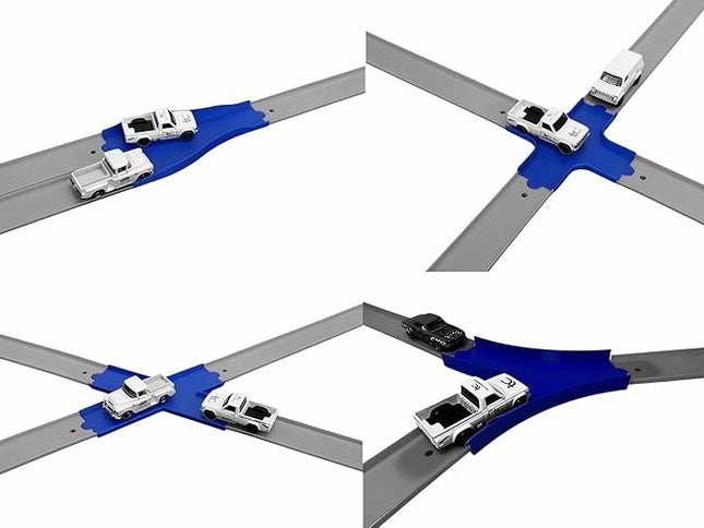 Track Add-On Pack - Compatible with Hot Wheels Track | Made with Eco-Friendly PLA Plastic, Versatile Track Layout Pieces (Blue)
