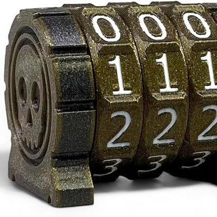 Life Counter Health Tracker for Board Games, TTRPGs, and Card Games with Skull Symbol, Compatible with MTG, 3 Gold Wheels with White Numbers