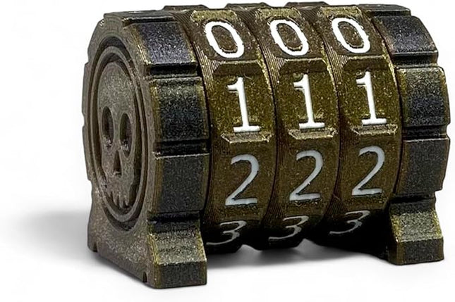 Life Counter Health Tracker for Board Games, TTRPGs, and Card Games with Skull Symbol, Compatible with MTG, 3 Gold Wheels with White Numbers