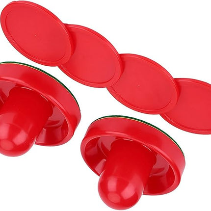 Table Air Hockey Red Pushers and Pucks Set, Plastic Air Hockey Goalies Pushers Pucks Set for Standard Air Hockey Tables