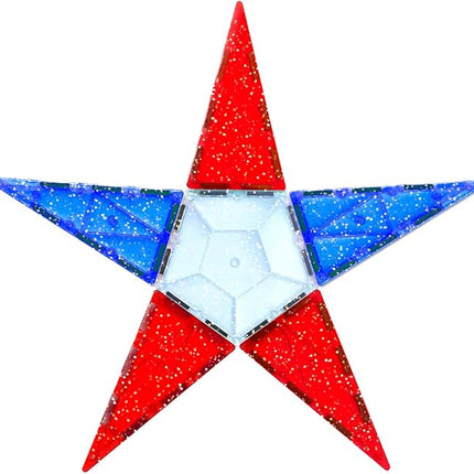 CreateOn Crayola Red, White & Blue Magnetic Tiles 14pc, Building Set for Kids, Magnetic Toy, Travel Toys, Classroom Sensory Toy Blocks, STEM & Montessori Tools for Boys & Girls Ages 3+, 14-Piece Set