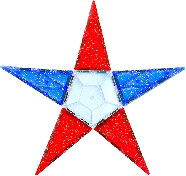 CreateOn Crayola Red, White & Blue Magnetic Tiles 14pc, Building Set for Kids, Magnetic Toy, Travel Toys, Classroom Sensory Toy Blocks, STEM & Montessori Tools for Boys & Girls Ages 3+, 14-Piece Set