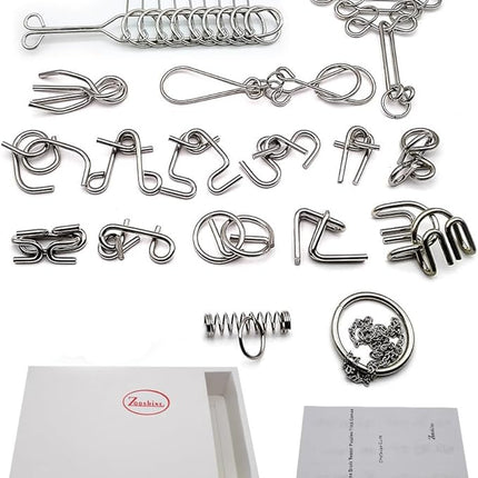Zooshine 18 Sets Metal Brain Puzzles Teasers IQ Toys,Metal Puzzles Games for Adults Kids