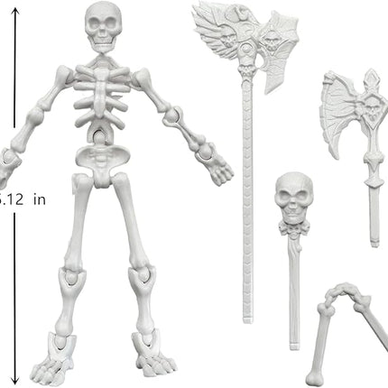 T13 Skeleton Action Figure, Movable Articulated Human Skeleton, 5.12-in Action Figure Wearing Multiple Sets of Weapons, Can Be Painted, Suitable for Collectors As Desktop Decorations (3pcs)