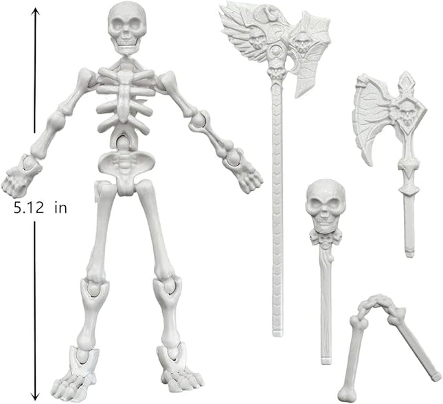 T13 Skeleton Action Figure, Movable Articulated Human Skeleton, 5.12-in Action Figure Wearing Multiple Sets of Weapons, Can Be Painted, Suitable for Collectors As Desktop Decorations (3pcs)