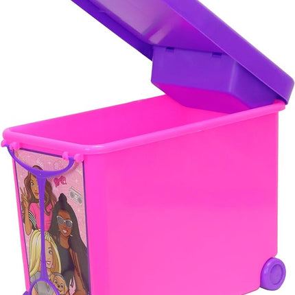 Barbie Store It All! Rolling Storage Bin – Extra-Large Organizer Case with Wheels & Handle for Barbie Dolls, Clothes, Accessories & Playsets – Pink Portable Travel Toy Box
