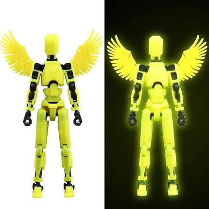 MerryXD T13 3D Action Figure,Assembly Completed Dummy Nova Titan Lucky 13 Action Figure 3D Printed Multi-Jointed Movable Toy Grow in The Dark Yellow