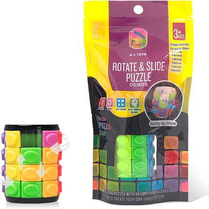 R.Y.TOYS Rotate and Slide Puzzle-Design Patent,Fidget Toys(Restore Order/Create Patterns) 8 Colors,4 Layers-Detach Piece for Quick Play,Brain Teaser,Sensory Toys,Birthday Gifts,Easter Basket Stuffers