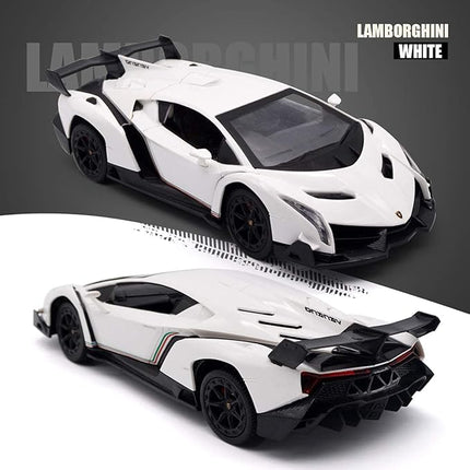 QUN FENG Remote Control RC CAR Racing Cars Compatible with Lamborghini Veneno Officially Licensed 1:24 Toy RC Cars Model Vehicle for Boys 6,7,8 Years Old,White