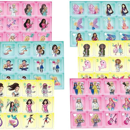 Mattel Games Barbie 5-in-1 Kids Games Set Decorated with Fashion Doll Graphics for Family & Game Nights, Parties & Travel
