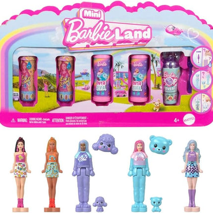 Barbie Mini Barbie Land 5-Pack Pop Reveal Dolls, 1.5-inch Mini Doll with Surprise Reveal & Sensory Play Piece (Styles May Vary)