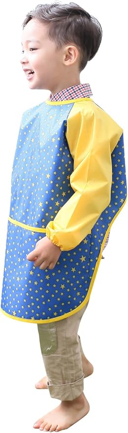 Kids Waterproof Art Smock – Long Sleeve Apron for Painting, Baking, Sensory Play (Ages 1–10)