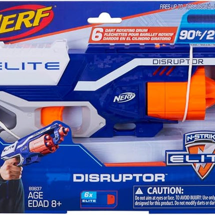 NERF Disruptor Elite Blaster - 6-Dart Rotating Drum, Slam Fire, Includes 6 Official Nerf Elite Darts - for Kids, Teens, Adults (Amazon Exclusive)