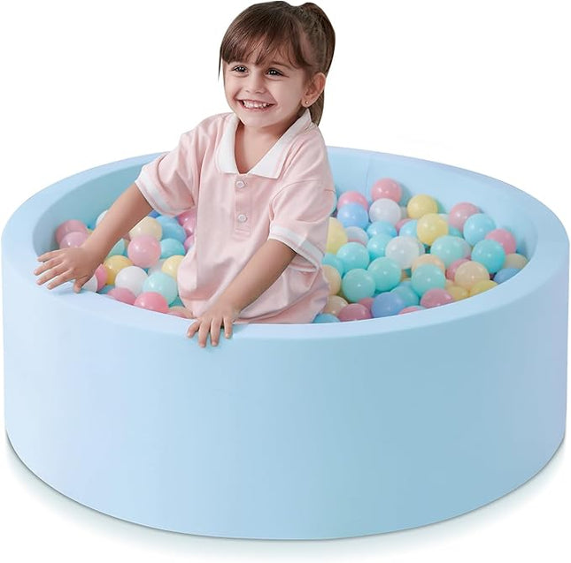 Foam Ball Pit for Toddlers, 35.4"x 11.8" Kids Ball Pit, Soft Round Baby Ball Pool, Ideal Gift for Girls and Boys, Indoor and Outdoor Game(Blue, NO Balls)