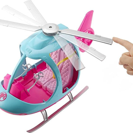 Barbie Helicopter with Spinning Rotors, Pink and Blue 2-Seater Design with Seatbelts and Pilot "Controls"