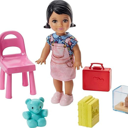 Barbie Teacher Dolls & Playset with Fashion Doll, Small Doll, Furniture & Accessories Including Flipping Blackboard