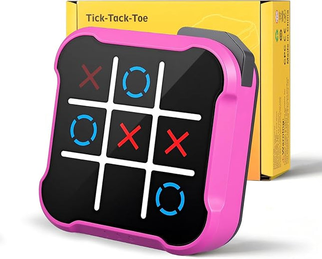 Tic Tac Toe Game, 4 in 1 Handheld Educational Game Machine, Electronic Tic Tac Toe Game for Education and Memory Growth, Home, Toy Board Game for Kids and Adults (Purple)