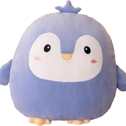 Soft Flat Purple Penguin Plush Hugging Pillow Cute Blue Penguin Stuffed Animal with Crown Plushies Toys Kids Anime Cushion for Birthday, Valentine's Day, Christmas...16.5 Inch