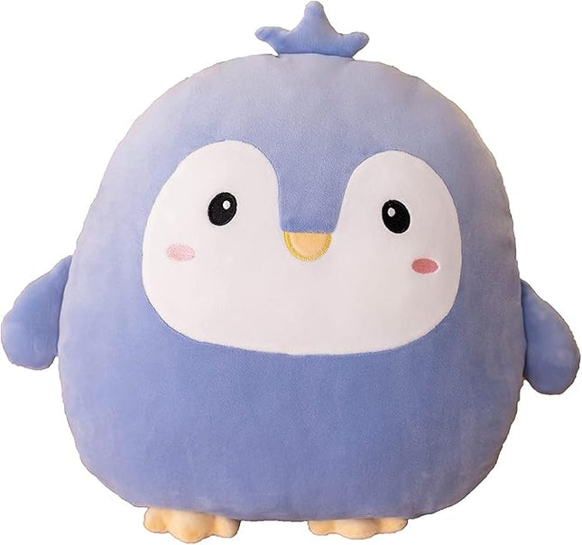 Soft Flat Purple Penguin Plush Hugging Pillow Cute Blue Penguin Stuffed Animal with Crown Plushies Toys Kids Anime Cushion for Birthday, Valentine's Day, Christmas...16.5 Inch