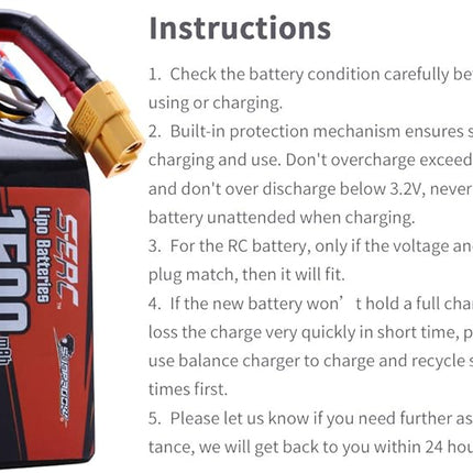 SUNPADOW 6S Lipo Battery 22.2V 120C 1500mAh with XT60 Connector Rechargeable for RC FPV Airplane Quadcopter Helicopter Drone (2 Count)