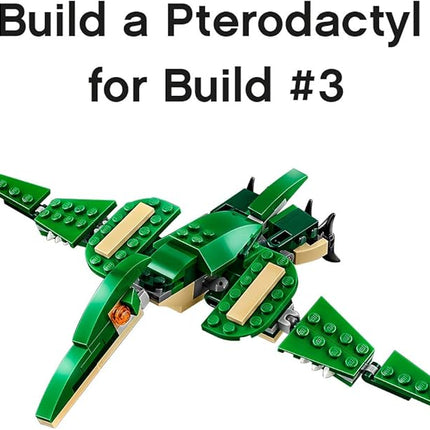 LEGO Creator 3 in 1 Mighty Dinosaur Toy, Transforms from T. rex to Triceratops to Pterodactyl Dinosaur Figures, Great Gift for 7-12 Year Old Boys & Girls, 31058