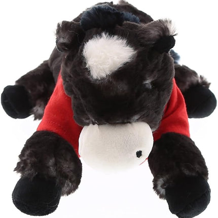 DolliBu I Love You Valentine Plush Lying Black Horse - Cute Stuffed Animal with Red Shirt and Name Personalization Gift for Valentines Day, Birthday, Anniversary - 10.5 Inches