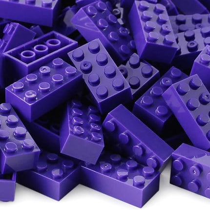 Feleph 100pcs 2x4 Bricks Dark Purple Pieces Parts Classic Building kit Creative Play Set Basic Blocks Toy Accessories Compatible with 3001 Major Brands