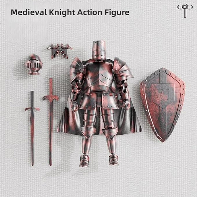 Medieval Action Figures,Knight Armor Action Figure,Multi-Jointed Movable Robot Mannequin T13,Dummy 13 Action Figure(Assembly Required) (C-Red)