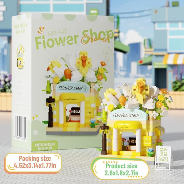 Orchids Mini Flower Shop Building Toy Street City Store View Micro House Toys Festival Blocks Set for Home Decor Gifts