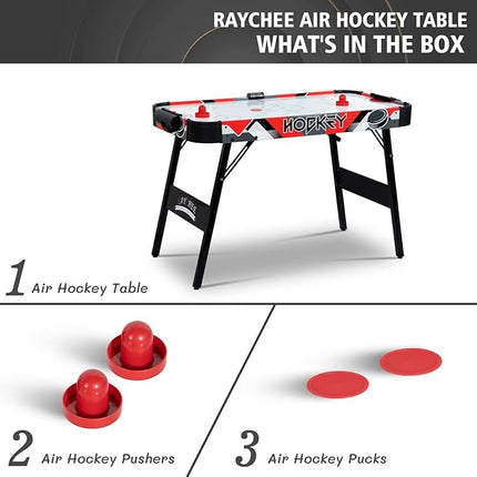 Foldable Air Hockey Table, 48" Indoor Air Hockey Arcade Table Gaming Set with 2 Pucks, 2 Pushers, Electronic Score Systems for Adults and Kids, Home Game Room, Family Recreation