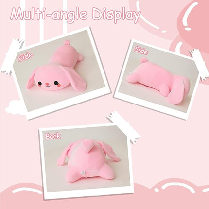 SQEQE Weighted Bunny Plush, Weighted Bunny Stuffed Animal, Cute Plushies Soft Pink Pillow Toy Gift for Kids Adults 13.8 Inch, 1.6 Lbs