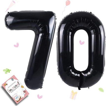 Smlpuame 40 inch Number Balloon 0-9 Black Large Number 70 Balloons,Digital Balloons for Birthday Party Celebration Decorations Supplies, Helium Foil Number Balloons for Wedding Anniversary