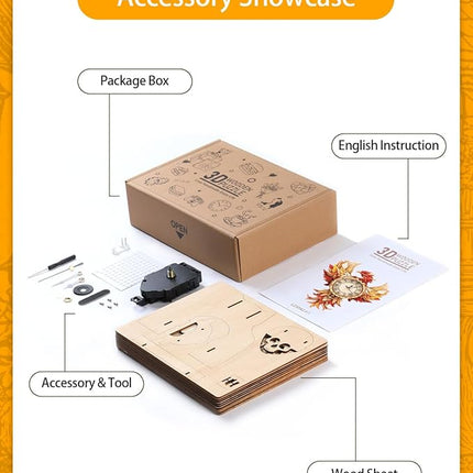 3D Wooden Puzzles for Adults, 3D Puzzle Phoenix Clock (with Pendulum), 3D Puzzles for Adults Teens Home Decor Clock Crafts for Adult Puzzle Gifts for Adult