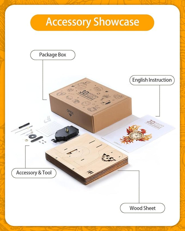 3D Wooden Puzzles for Adults, 3D Puzzle Phoenix Clock (with Pendulum), 3D Puzzles for Adults Teens Home Decor Clock Crafts for Adult Puzzle Gifts for Adult