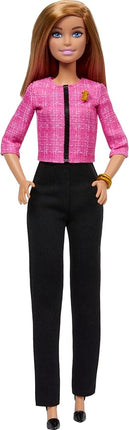 Barbie Careers Doll & Accessories, Future Leader with Blonde Hair Wearing Outfit with 2 Golden Bracelets & “B” Pin, Includes Sticker for Kids