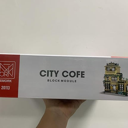 City Cafe Architecture Building Kit with LED Lights,3 Levels City Cafe Model Building Blocks Toy,for 12+Age Teen,Adult（1443 Pieces）