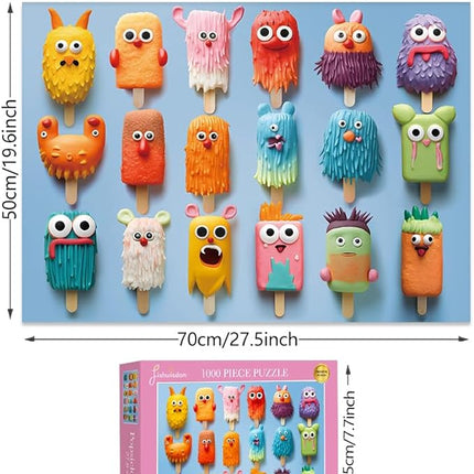 1000 Pieces Jigsaw Puzzles for Adults and Teens and Kids Family Games Happy Time Popsicle Monsters (Upgrade Version)