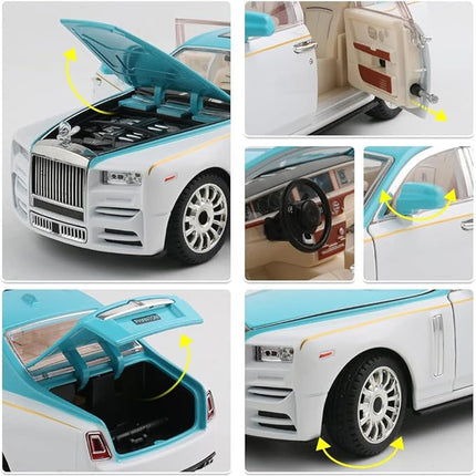 1/24 Diecast Car Model Rolls-Royce Phantom Toy Car, Alloy Collectible Phantom Replica Pull Back Model Car Vehicles with Sound and Light for Kids Boys Girls Birthday Gift