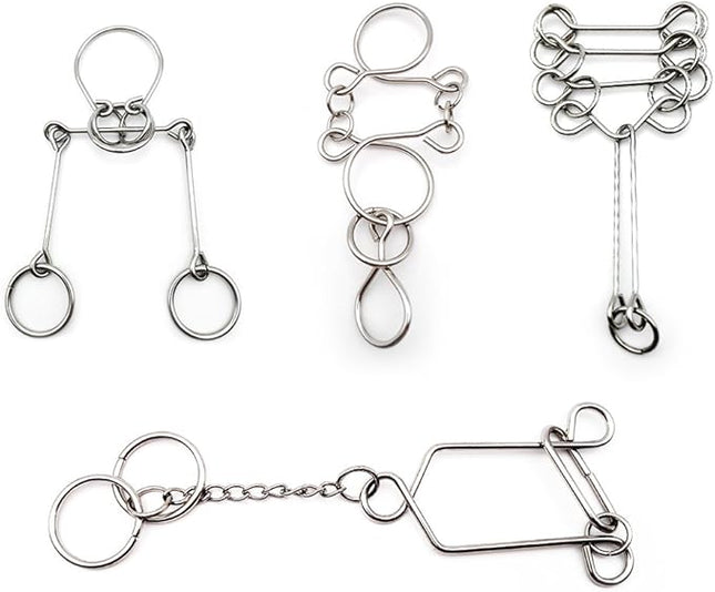 Zooshine 4PCS Advanced Metal Brain Teasers Puzzles Higher Level Challenge for Party Games,Parent-Children Games, Office Toys, Gift for Kids Adults