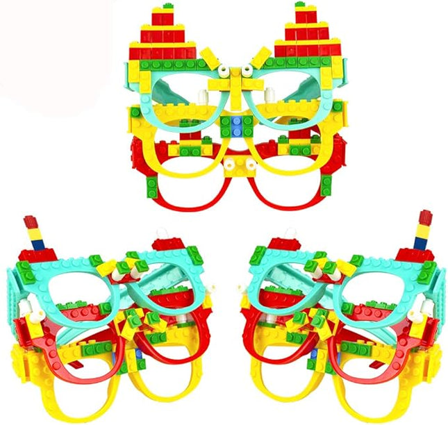 Woby Party Favor for Kids Gift Building Block Glasses DIY Stacking Block Bricks Party Glasses Toys Party Supplies Decorations for Birthday Christmas Carnival 9 Pcs