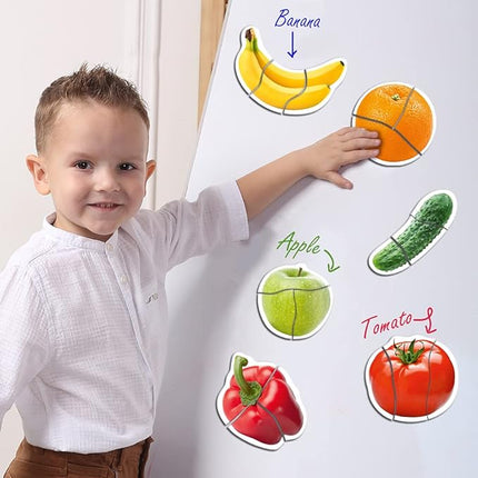 Fruits & Vegetables Magnetic Puzzles for Kids - Fridge Magnets for Toddlers - Toddler Puzzle - Travel Toys for Children - Magnetic Travel Games Baby Toys - Magnets for Preschooler