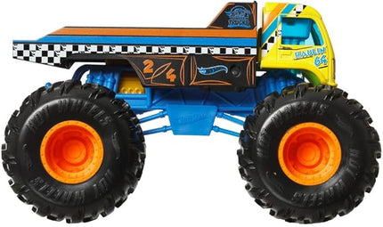 Hot Wheels Monster Trucks Oversized Haulin 64 Flatbed Truck, 1:24 Scale, Die-Cast