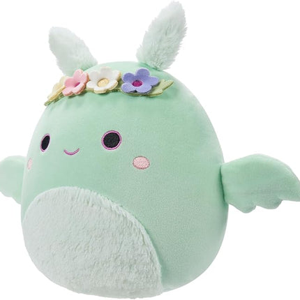 Squishmallows Original 7.5-Inch - Tove The Mint Green Mothman with Flower Crown and Fuzzy Belly